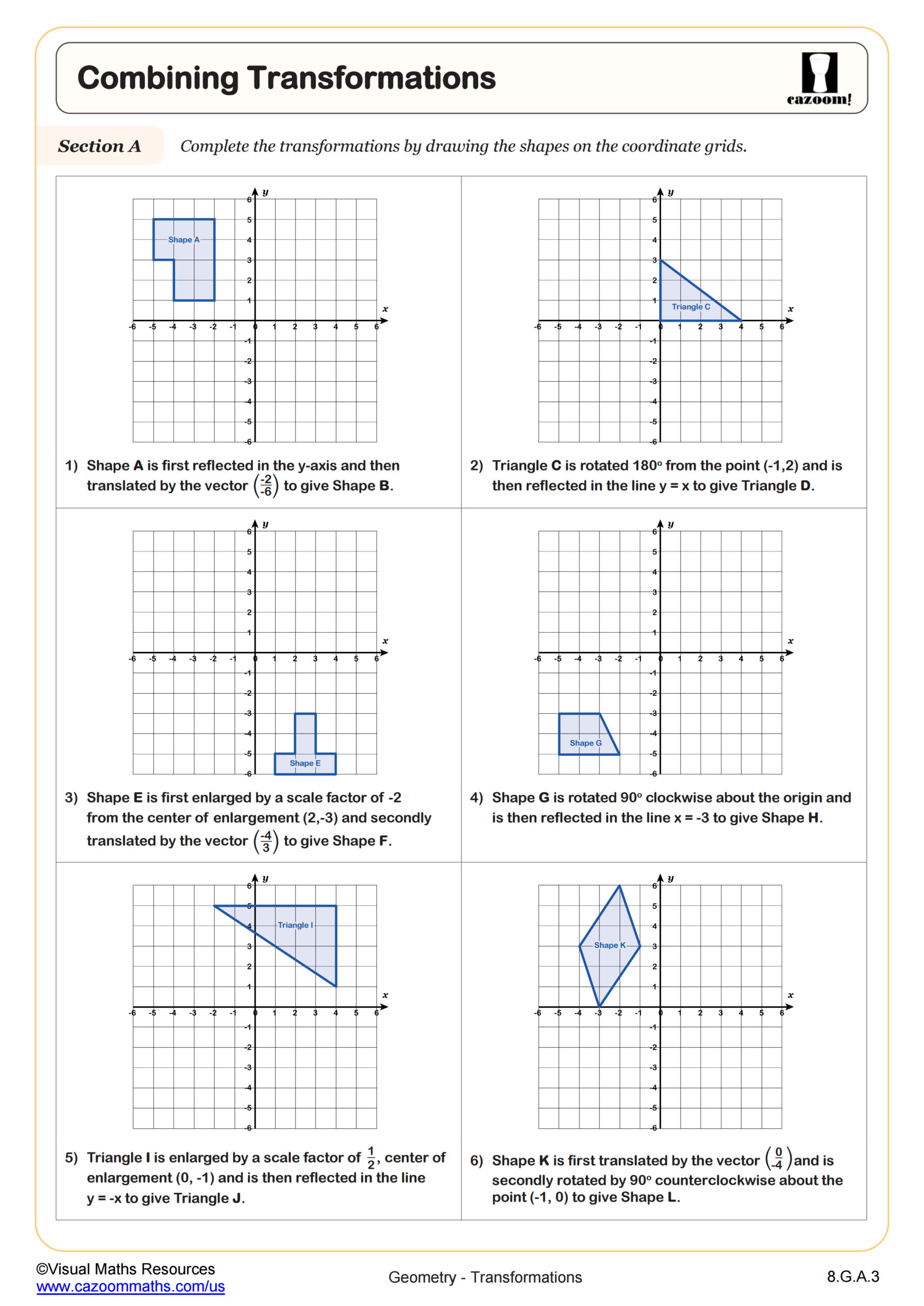 Grade Eight Transformations Worksheet