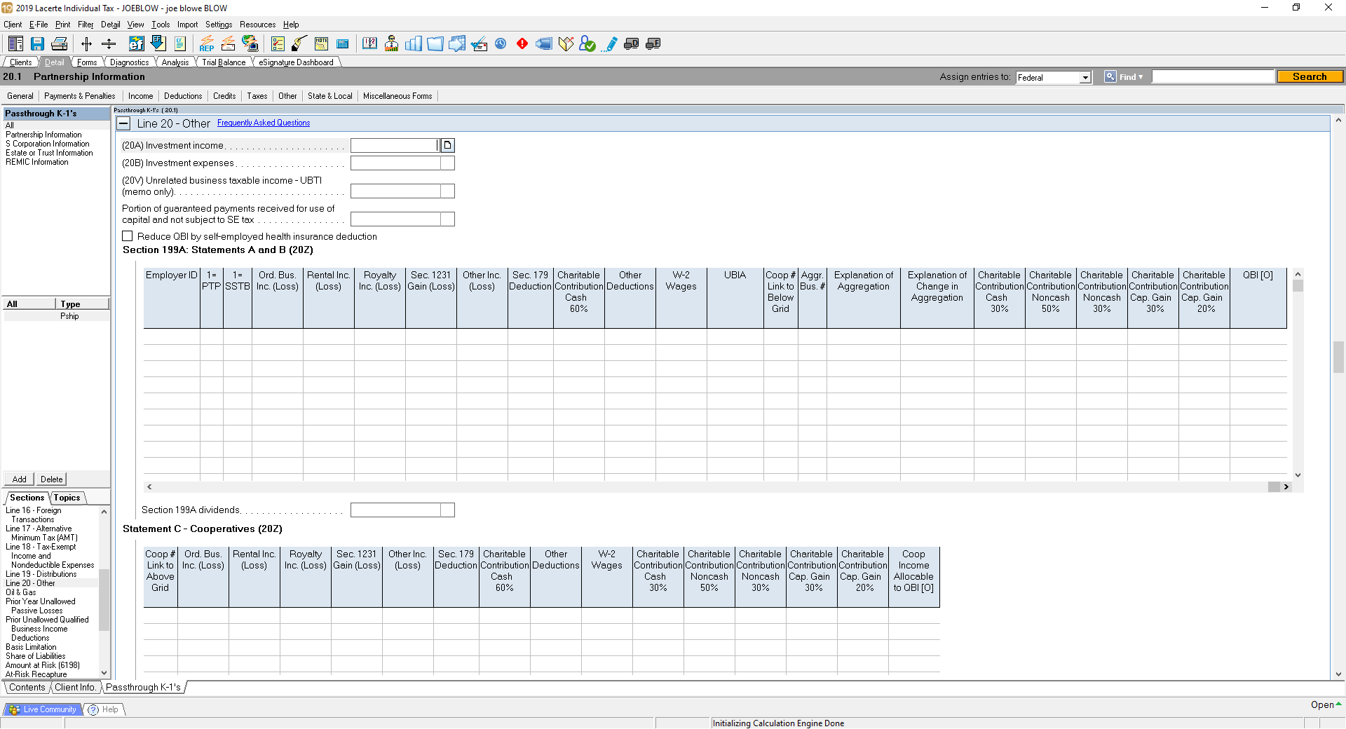 Section 199A Information Worksheet