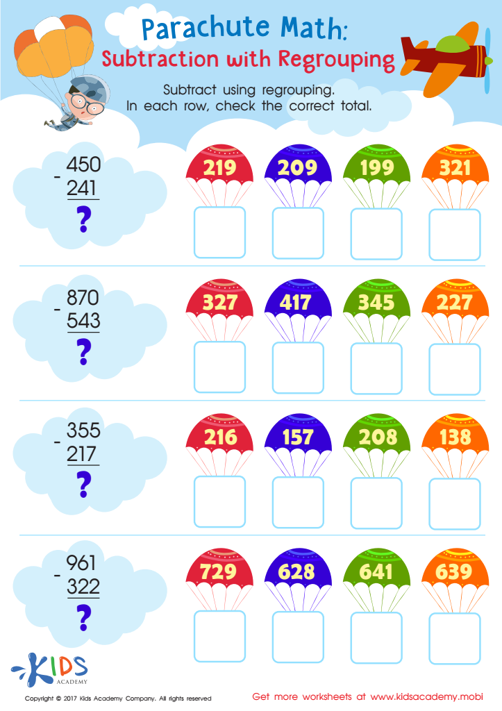 Subtraction Regrouping Worksheets